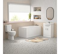 Bathroom Suite 1400mm Square Bathtub With Vanity and Toilet With Taps Set