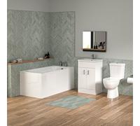 Bathroom Suite 1500mm Round Bathtub With 500mm Freestanding Vanity and Toilet