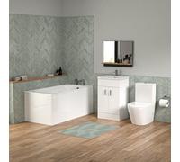 Bathroom Suite 1500mm Round Bathtub With Freestanding Vanity & Close Coupled Toilet