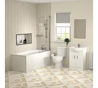 Bathroom Suite 1600mm Square Bathtub With Screen, Vanity and Toilet With Shower and Taps