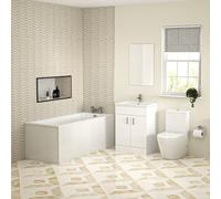 Bathroom Suite Square 1600mm Bathtub With 600mm Freestanding Vanity and Close Coupled Toilet