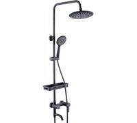 Bathroom System Black, Wall Mounted Set Stainless Steel with Overhead Head Tap Shelf, Adjustable Height Mixer Set for Hotel Gym