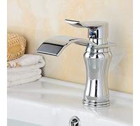 Bathroom Tall Basin Faucet, Waterfall Sink Mixer Tap, Single Handle, Single Hole Widespread Lavatory Faucet for Countertop Installation
