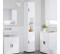 Bathroom Tall Cabinet High Gloss White 30x35x192cm Engineered Wood 2-Door Metal