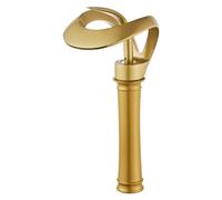 Bathroom Tall Waterfall Tap Hot and Cold Single Handle High Rise Basin Mixer Tap Brass Washbasin Mixer Tap,Frosted Gold