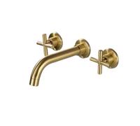 Bathroom Tap All-Copper One-Piece Black Basin Faucet Concealed Wall-Mounted Hot and Cold Wall-Mounted Faucet for Home Use Brushed Gold