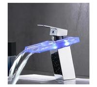 Bathroom tap, LED Replacement Glass Waterfall Brass Top Basin Sink Faucet