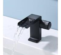 Bathroom Tap Waterfall Open Outlet Knob Lever Taps for Bathroom Basin Single Hole,Black