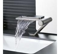 Bathroom Tap Waterfall Single Hole Hot and Cold Taps for Bathroom Basin Single Lever,Gun Gray
