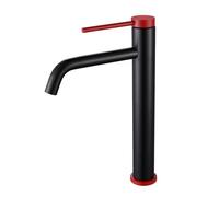 Bathroom Taps Mixer Black Bathroom Basin Mixer Taps One Hole Bathroom Sink Taps Mixers Single Handle Hot and Cold Mix Single Hole Stainless Steel,Black,Low (Black Red high)