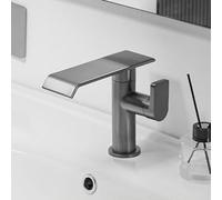 Bathroom Taps Mixer Waterfall 360° Rotation Deck Mount Taps for Bathroom Basin Copper,Gun Gray,Short