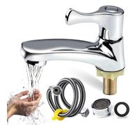 Bathroom Taps Modern Style, Bathroom Sink Taps, Cold Water Faucet with Filter and 60cm Connection Single Cold Water Faucet for Kitchen Bathtub Washroom