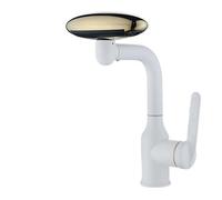 Bathroom Taps Multi Functional Waterfall Basin Faucet 4 Water Outlet Mode Spray 360°Rotation,Hot Cold Sink Mixer Tap for Bathroom(B White)