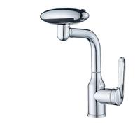 Bathroom Taps Multi Functional Waterfall Basin Faucet 4 Water Outlet Mode Spray 360°Rotation,Hot Cold Sink Mixer Tap for Bathroom(B Silver)