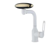 Bathroom Taps Multi Functional Waterfall Basin Faucet 4 Water Outlet Mode Spray 360°Rotation,Hot Cold Sink Mixer Tap for Bathroom(A White)