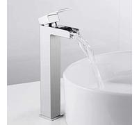 Bathroom Taps Tall Waterfall Basin Mixer Tap Square Counter Top Bath Bathroom Sink Tap Chrome Single Handle Faucet