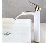 Bathroom taps, Tall Waterfall Bathroom Sink Taps Above Counter Basin Hot and Cold Single Hole Brass
