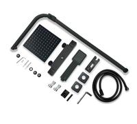 Bathroom Thermostatic Exposed Shower Mixer Large Twin Head Square Bar Set Black