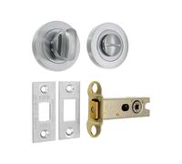 Bathroom Thumb Turn & Release with 76mm Deadbolt Lock Bolt Toilet Door Set (Satin/Brushed Chrome)