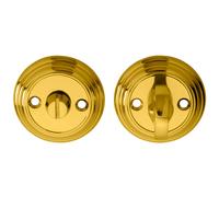 Bathroom Thumbturn And Release Handle Reeded Design 55mm Dia Polished Brass
