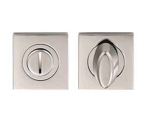 Bathroom Thumbturn Lock and Release Handle - Square Rose - Polished Chrome | Locking Thumb Turn and Release Handle - Screwless Rose - for Use with Lever on Rose Door Handles