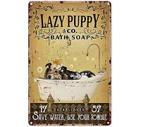 Bathroom Tin Decor Yellow Bath Soap Shetland Sheepdog Save Water Use Your tongue Metal Sign Decor Tin Aluminum Sign Wall Art Metal Poster for Shelf Home Farmhouse Door 16x12 inch