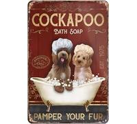 Bathroom Tin Signs Cockapoo Dog Bath Soap Vintage Home Farmhouse Bathroom Wall Decor Funny Bathroom Wall Art Signs Metal Decor Wall Sign Wall Poster Wall Decor Door Plaque Tin Sign 8x12 Inch