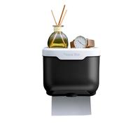 Bathroom Tissue Box with Wall Mounted Holder, Black E