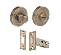Bathroom Toilet Door Thumb Turn and Release Deadbolt Kit 76mm (57mm Backset) - Antique Brass