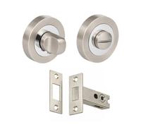 Bathroom Toilet Door Thumb Turn and Release Deadbolt Kit 76mm (57mm Backset) - Dual Finish (Polished Chrome/Satin Nickel)