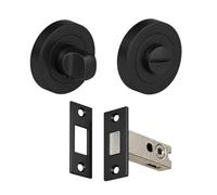 Bathroom Toilet Door Thumb Turn and Release Deadbolt Kit 76mm (57mm Backset) - Matt Black