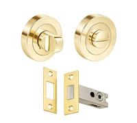 Bathroom Toilet Door Thumb Turn and Release Deadbolt Kit 76mm (57mm Backset) - Polished Brass