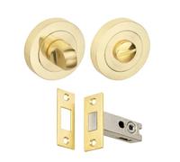 Bathroom Toilet Door Thumb Turn and Release Deadbolt Kit 76mm (57mm Backset) - Satin Brass