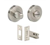Bathroom Toilet Door Thumb Turn and Release Deadbolt Kit 76mm (57mm Backset) - Satin Nickel