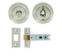 Bathroom Toilet Door Thumb Turn and Release Deadbolt Kit - 76mm Bolt with 57mm Backset from Ironmongery Hardware Online (Satin Nickel)
