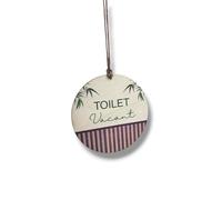 Bathroom Toilet Engaged Vacant Double Sided Round Wooden Sign With Natural Bamboo Aesthetic Design (Toilet Engaged/Vacant)