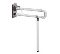 Bathroom Toilet Grab Bar, Foldable Non-Slip Texture Toilet Safety Rails, Flip Up Toilet Safety Bracket with Leg,for Elderly, Pregnant, Disable(White,70cm)