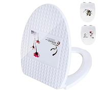 Bathroom Toilet Seat, White Heavy Duty Oval Quick Release Soft Close Bathroom Decorative with Stainless Steel Adjustable Hinge for Easy Clean(Dandelion)