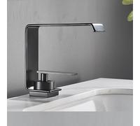bathroom toilet stainless steel single hole washbasin hot and cold water faucet white minimalist waterfall basin faucet, straight bay black model