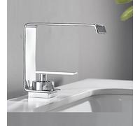 bathroom toilet stainless steel single-hole washbasin hot and cold water faucet white minimalist waterfall basin faucet, straight bay electroplating