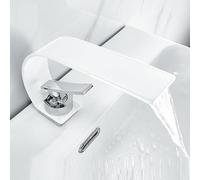 bathroom toilet stainless steel single hole washbasin hot and cold water faucet white minimalist waterfall basin faucet, silver model
