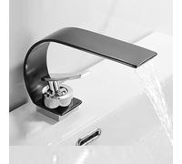 bathroom toilet stainless steel single-hole washbasin hot and cold water faucet white minimalist waterfall basin faucet, black and silver