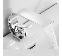 bathroom toilet stainless steel single hole washbasin hot and cold water faucet white minimalist waterfall basin faucet, electroplated model