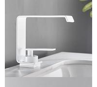bathroom toilet stainless steel single-hole washbasin hot and cold water faucet white minimalist waterfall basin faucet, straight bay white model
