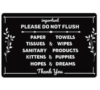 Bathroom Toilet Warning Sign Please Do Not Flush Feminine Products, Hopes & Dreams Down the Toilet Metal Sign Funny Wall Decor for Toilet Bathroom Decor Wall Art Sign 8"x12"