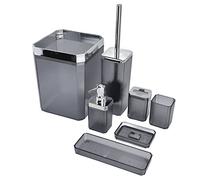Bathroom Toothbrush Holder Set, Bathroom Accessories Set Bathroom Accessory Set Toothbrush Holder, Toothbrush Cup, Tray, Toilet Brush Holder 7Pcs Bathroom Accessory Grey for