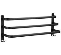Bathroom Towel Holder 1/2/3 Layer Towel Holder Shoe Rack Organizer With Hooks Bar Slippers Shelf Wall Mount Hanger Compact Bathroom Storage(Three Layers,40cm)