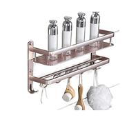 Bathroom Towel Holder Bathroom Towel Rack Shelf With Multi Bar Double Wall-Mounted Holder Rails With Hooks Compact Bathroom Storage(60cm)