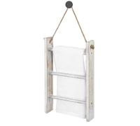Bathroom Towel Holder - Rustic Leaning Ladder Shelf, Compact Wall Corner Organizer | Multifunctional Mount Stand Frame, Accent Rack Indoor Drying Home Vanity, Display for Face Cloths Storage decor