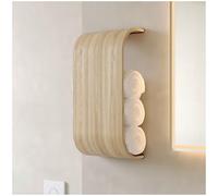 Bathroom Towel Holder, Toilet Paper Holder, Wooden Shelf, Walnut WC Roll Storage, Wall Mount Floating Rolls Rack, Unique Holders for Bathroom, TP Organizer (Ash, Wide)